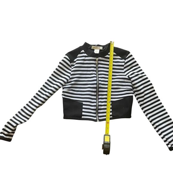 Arden B Womens/Teen Black and White Strip Jacket Size Small Vintage Cropped - Picture 4 of 6